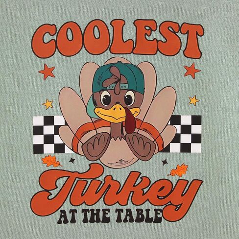 BOUTIKOME Thanksgiving Sweatshirts Toddler Baby Boys Coolest Turkey At The Table Shirts Outfits Fall Pullover Thankful Tops in Saudi Arabia