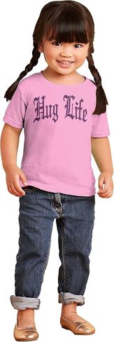 Hug Life Tattoo Letters Font Funny Toddler Boy Girl T Shirt in Saudi Arabia