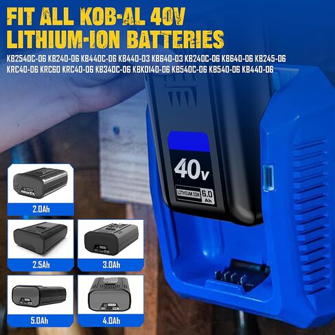 استبدال لبطارية كوبالت 40 فولت ومجموعة الشاحن، متوافقة مع بطارية كوبالت 40 فولت ماكس KB440-03 KB540C-06 KB540-06 KB2540C-06 KB640-03 KB240-06 KB640-06 KB245-06 وKRC840-03 KRC 40-06 KRC 60-06 in Kuwait