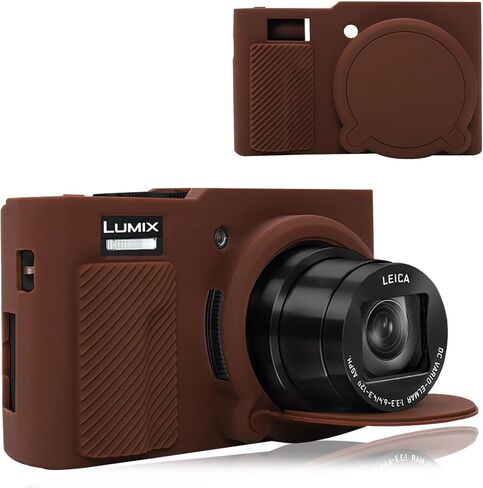 حافظة كاميرا BOVKE لكاميرا Panasonic Lumix ZS99 مع غطاء عدسة قابل للفصل، وواقي جلد من السيليكون لكاميرا LUMIX DC-ZS99 المدمجة ذات النقاط والتقاط الصور، وقبضة مضادة للانزلاق وغطاء وصول مقاوم للصدمات، أسود in Kuwait