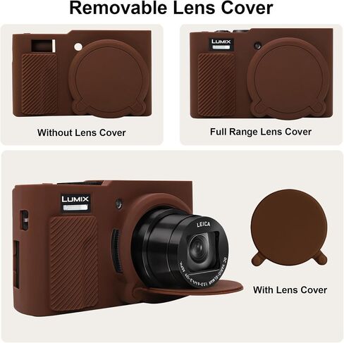 حافظة كاميرا BOVKE لكاميرا Panasonic Lumix ZS99 مع غطاء عدسة قابل للفصل، وواقي جلد من السيليكون لكاميرا LUMIX DC-ZS99 المدمجة ذات النقاط والتقاط الصور، وقبضة مضادة للانزلاق وغطاء وصول مقاوم للصدمات، أسود in Kuwait