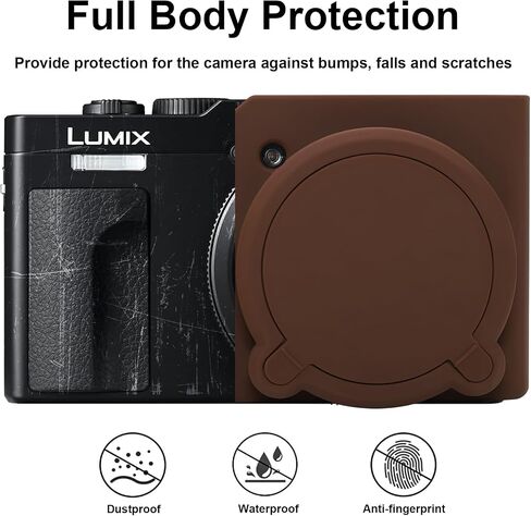 حافظة كاميرا BOVKE لكاميرا Panasonic Lumix ZS99 مع غطاء عدسة قابل للفصل، وواقي جلد من السيليكون لكاميرا LUMIX DC-ZS99 المدمجة ذات النقاط والتقاط الصور، وقبضة مضادة للانزلاق وغطاء وصول مقاوم للصدمات، أسود in Kuwait