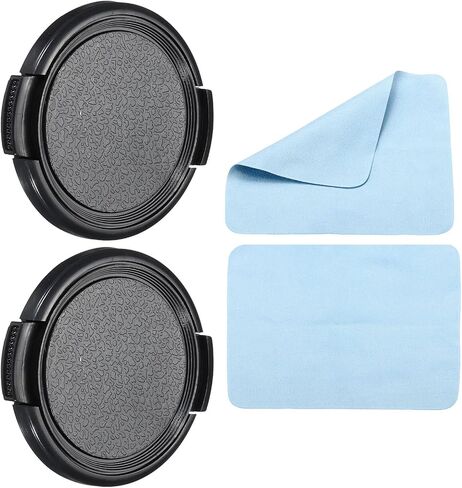 Camera Lens Cap, 2 Pack Sides Pinch Front Lens Cover with Microfiber Cleaning Cloth for 46mm Thread Universal DSLR Lenses for Nikon, for Fujifilm, for Pentax, for Leica in Saudi Arabia