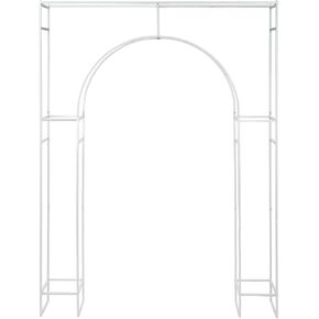 White Wedding Arch Backdrop Stand, 7.87ft Tall Geometric Arch Flowers Stand, Square Metal Balloon Arch, Wedding Backdrop Stands for Commercial Events, Photo Booth Backgrounds in Saudi Arabia