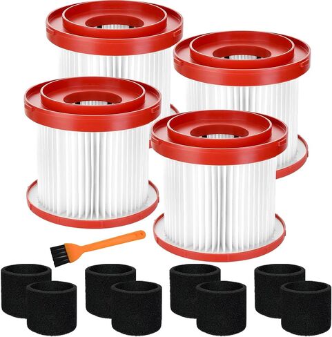 استبدال فلتر 49-90-1900 للمكنسة الكهربائية اللاسلكية Milwaukee M18، ومرشحات 0780-20 0880-20 لمكنسة Milwaukee M12 الرطبة والجافة لمتجر Vac 2 مرشحات أكمام رغوية + فرشاة واحدة in Kuwait