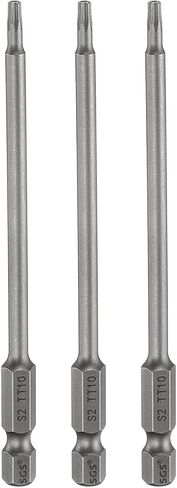 HARFINGTON 3pcs TT10 Security Torx Head Screwdriver Bit 4.33" (110mm) Long 1/4" Hex Shank Magnetic Tamper Proof 6 Point Star Screw Driver Drill Bits S2 Steel Hole Tip Industrial Power Tools in Saudi Arabia