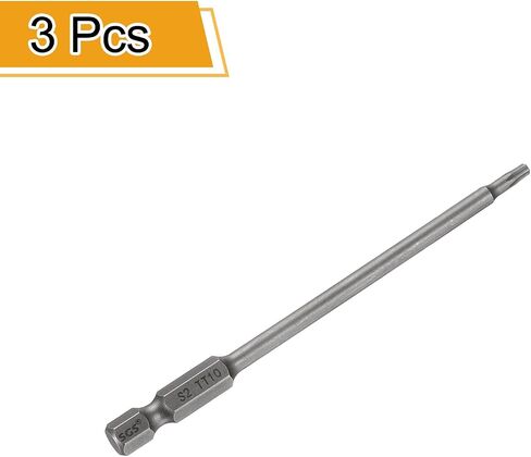 HARFINGTON 3pcs TT10 Security Torx Head Screwdriver Bit 4.33" (110mm) Long 1/4" Hex Shank Magnetic Tamper Proof 6 Point Star Screw Driver Drill Bits S2 Steel Hole Tip Industrial Power Tools in Saudi Arabia