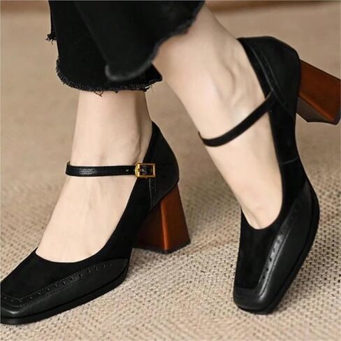 Fashion Women's High Heeled Shoes Chunky Heeled Square Toe Ankle Boots Wedding Party High Heels Sandals in Saudi Arabia