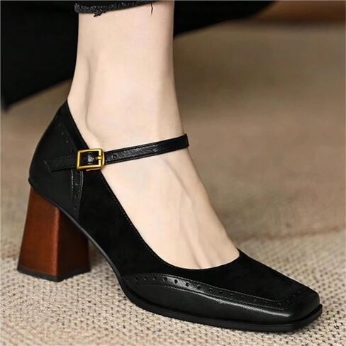 Fashion Women's High Heeled Shoes Chunky Heeled Square Toe Ankle Boots Wedding Party High Heels Sandals in Saudi Arabia