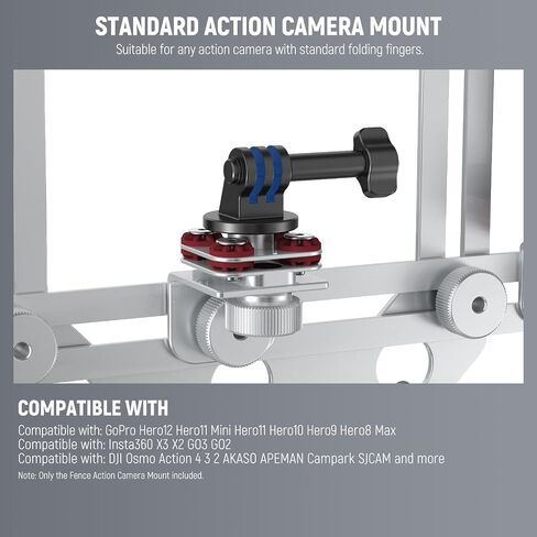 NEEWER Phone Fence Mount with Phone Holder for Game Changer Mounting, Shock Absorbing Baseball Tennis Court Chain Link Compatible with Mevo Start GoPro Insta360 DJI Action Camera iPhone, PA020 Silver in Saudi Arabia
