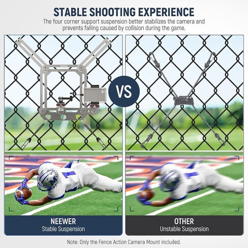 NEEWER Phone Fence Mount with Phone Holder for Game Changer Mounting, Shock Absorbing Baseball Tennis Court Chain Link Compatible with Mevo Start GoPro Insta360 DJI Action Camera iPhone, PA020 Silver in Saudi Arabia