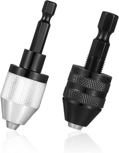 Drill Chuck Adapter, 2 PCS Keyless Drill Chuck for Impact Driver 1/4 Inch Hex Shank Drills Bit Adapter Fast Change Converter Extension Screwdriver Adapters for Tool Attachment (0.3-6.5mm, 0.3-3.6mm) in Saudi Arabia