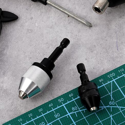 Drill Chuck Adapter, 2 PCS Keyless Drill Chuck for Impact Driver 1/4 Inch Hex Shank Drills Bit Adapter Fast Change Converter Extension Screwdriver Adapters for Tool Attachment (0.3-6.5mm, 0.3-3.6mm) in Saudi Arabia