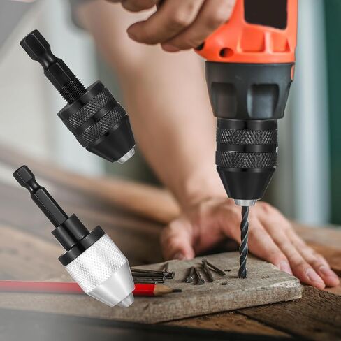 Drill Chuck Adapter, 2 PCS Keyless Drill Chuck for Impact Driver 1/4 Inch Hex Shank Drills Bit Adapter Fast Change Converter Extension Screwdriver Adapters for Tool Attachment (0.3-6.5mm, 0.3-3.6mm) in Saudi Arabia