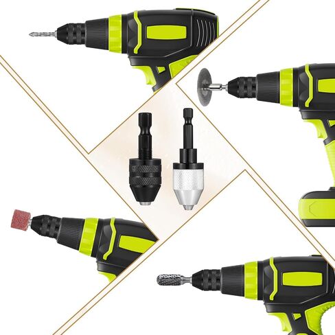Drill Chuck Adapter, 2 PCS Keyless Drill Chuck for Impact Driver 1/4 Inch Hex Shank Drills Bit Adapter Fast Change Converter Extension Screwdriver Adapters for Tool Attachment (0.3-6.5mm, 0.3-3.6mm) in Saudi Arabia