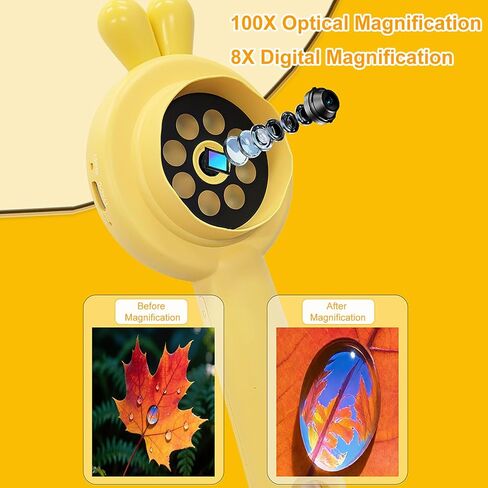 EBTOOLS 1080P Digital Microscope, 2 Inch IPS Screen, 100x Optical Zoom, 8X Digital Zoom, Handheld Dual Lens Microscope, 8 Led Lights, Reduce Eye Strain, 3 Adjustable Brightness (Yellow) in Kuwait