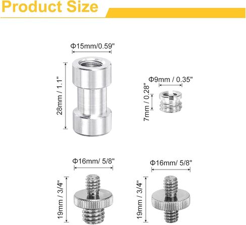 MECCANIXITY Camera Screw Mount Set, 1/4 Inch Double End Screw, 1/4 to 3/8 Inch Double End Screw, Female Screw for Camera, Tripod Screw Adapter, Monopod, Flash Light in Saudi Arabia