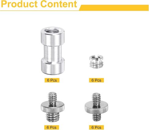 MECCANIXITY Camera Screw Mount Set, 1/4 Inch Double End Screw, 1/4 to 3/8 Inch Double End Screw, Female Screw for Camera, Tripod Screw Adapter, Monopod, Flash Light in Saudi Arabia