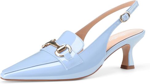 Oh Mispares Women’s Slingback Pumps Closed Pointed Toe Low Kitten Heels Patent Leather Buckles 2.6 Inch Dress Shoes for Office Party Wedding in Saudi Arabia
