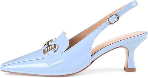 Oh Mispares Women’s Slingback Pumps Closed Pointed Toe Low Kitten Heels Patent Leather Buckles 2.6 Inch Dress Shoes for Office Party Wedding in Saudi Arabia