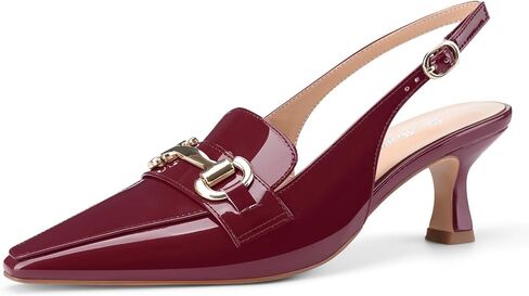 Oh Mispares Women’s Slingback Pumps Closed Pointed Toe Low Kitten Heels Patent Leather Buckles 2.6 Inch Dress Shoes for Office Party Wedding in Saudi Arabia
