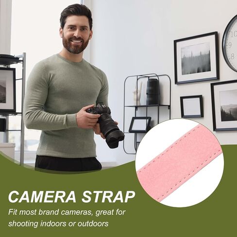 PATIKIL Camera Strap, PU Leather Adjustable Camera Neck Strap Digital Camera Shoulder Belt for Nikon Video Camcorder Monocular Photographers, Pink in Saudi Arabia