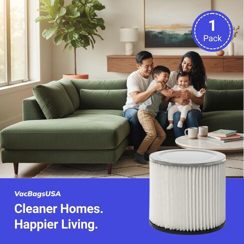 عبوة واحدة من فلتر خرطوشة بديل لموديلات Shop Vac وGenie وVacMaster VF2007 و90304 - تصميم متين - VacBagsUSA. in Kuwait