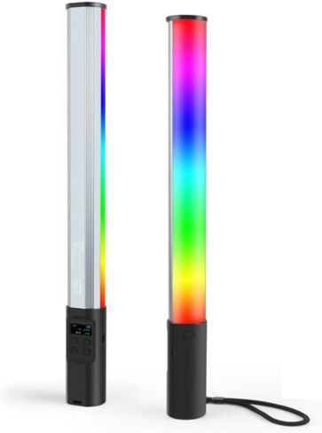 عصا إضاءة LED PUSOKEI RGB، عصا إضاءة فيديو محمولة مع 132 مصباح LED 2500K 9000K درجة حرارة لون قابلة للتعديل، بطارية مدمجة 2600 مللي أمبير في الساعة، لإنشاء محتوى التصوير الفوتوغرافي بالفيديو in Kuwait
