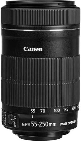 عدسة كانون EF-S 55-250mm f/4-5.6 IS STM | تكبير تليفوتوغرافي مدمج مع تثبيت الصورة والتركيز التلقائي السلس لـ STM | مثالية للتصوير الفوتوغرافي أثناء ممارسة الرياضة والسفر والتصوير اليومي + محول EF-EOS R + حقيبة + بطاقة سعة 64 جيجابايت in Kuwait