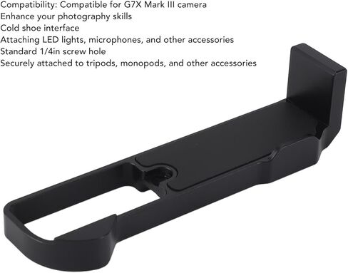 Qiilu Aluminium Alloy L Plate Mount for G7X III Microphone Video LED Light Mounting Plate with Cold Shoe Extend Photography Accessories Grip in Saudi Arabia