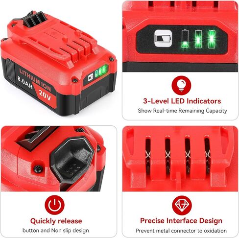ARyee 4-Pack 20V 8.0Ah CMCB205 Replacement for Craftsman 20V Battery CMCB204 CMCB205 CMCB202 Cordless Impact Driver Tools Battery, 4Packs in Saudi Arabia