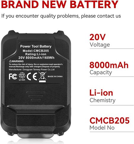 ARyee 4-Pack 20V 8.0Ah CMCB205 Replacement for Craftsman 20V Battery CMCB204 CMCB205 CMCB202 Cordless Impact Driver Tools Battery, 4Packs in Saudi Arabia
