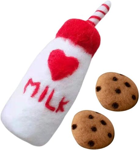 DIY Baby Wool Felt Milk Bottle+Cookies Decorations Photography Props Set Wool Felt Milk Bottle+Cookies in Saudi Arabia