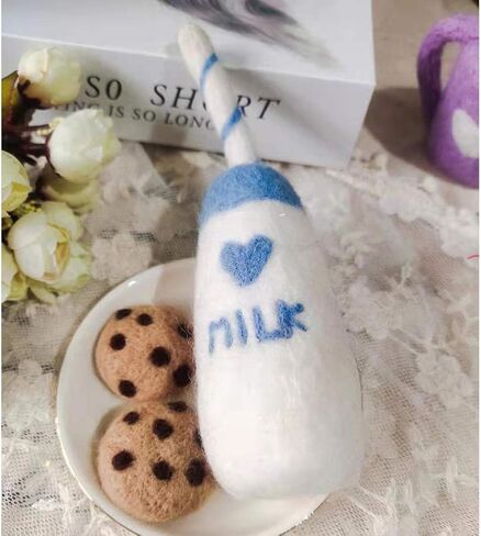 DIY Baby Wool Felt Milk Bottle+Cookies Decorations Photography Props Set Wool Felt Milk Bottle+Cookies in Saudi Arabia