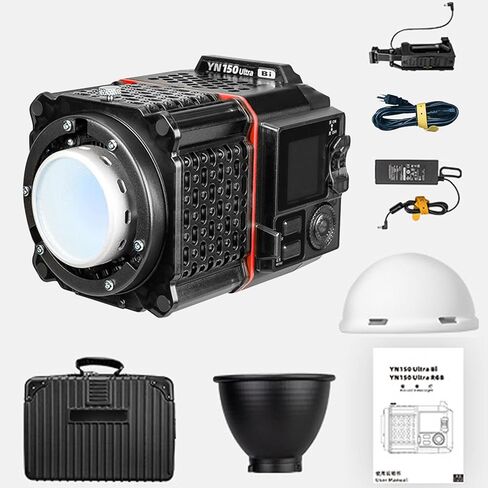 Gugxiom YN150 Ultra RGB Mini Size LED Video Light، 150W 2000K-10000K Mini Bowens Mount COB LED Light، 31 إضاءة مستمرة للتصوير الفوتوغرافي مع التحكم في التطبيق (قابس أمريكي 110-125 فولت) in Kuwait