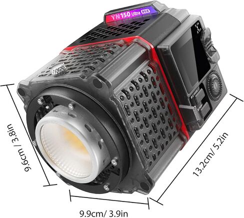 Gugxiom YN150 Ultra RGB Mini Size LED Video Light، 150W 2000K-10000K Mini Bowens Mount COB LED Light، 31 إضاءة مستمرة للتصوير الفوتوغرافي مع التحكم في التطبيق (قابس أمريكي 110-125 فولت) in Kuwait