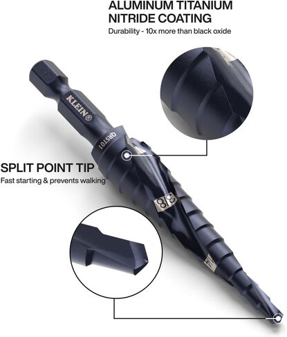 مجموعة لقم خطوة سريعة الإصدار QRST2S من Klein Tools، 3 قطع، طلاء ألومنيوم متين من التيتانيوم، ساق سداسية ذات تصنيف للصدمات in Saudi Arabia