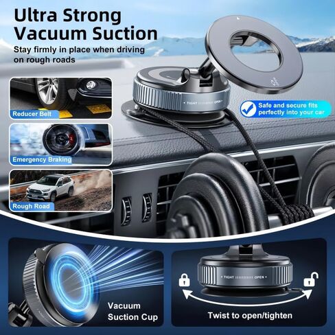 Car Phone Mount Holder for Jeep Grand Cherokee L 2021-2024,Dashboard Windshield Phone Holder Strongest Magnetic 360° Adjustable Hands Free Anti-Drop Cell Phone Holder,Black in Saudi Arabia