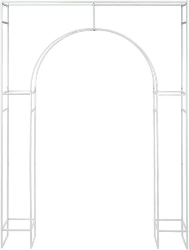 White Wedding Arch Backdrop Stand, 7.87ft Tall Geometric Arch Flowers Stand, Square Metal Balloon Arch, Wedding Backdrop Stands for Commercial Events, Photo Booth Backgrounds in Saudi Arabia