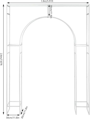 White Wedding Arch Backdrop Stand, 7.87ft Tall Geometric Arch Flowers Stand, Square Metal Balloon Arch, Wedding Backdrop Stands for Commercial Events, Photo Booth Backgrounds in Saudi Arabia