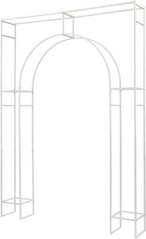 White Wedding Arch Backdrop Stand, 7.87ft Tall Geometric Arch Flowers Stand, Square Metal Balloon Arch, Wedding Backdrop Stands for Commercial Events, Photo Booth Backgrounds in Saudi Arabia