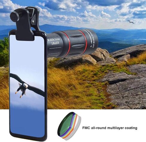 Portable Binoculars High Power Monocular 18X37 High High Definition Telescope with Phone Clip, BAK4 Super Telephoto Zoom Telescope Suit for Camping Hiking Concert Bird Watching in Saudi Arabia