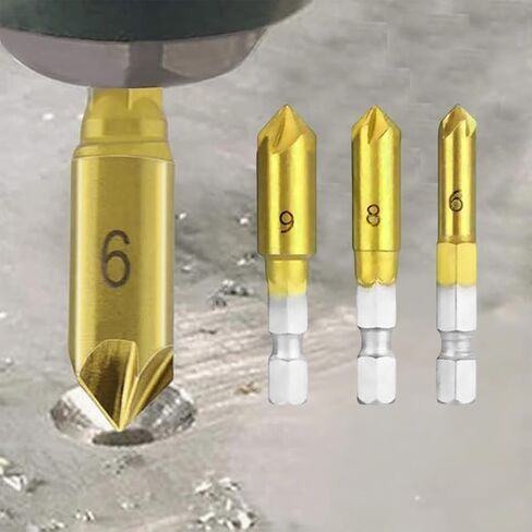 Countersink Drill Bit Set Hex Shank Woodworking Chamfer Hole Opener Kit for Screw Head Deburring and Flush Finishing 3 Pcs(Mix) in Saudi Arabia