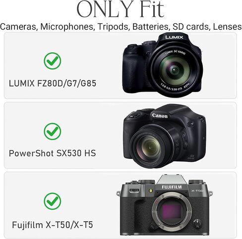 حافظة لهاتف باناسونيك LUMIX FZ80D/G7/G85 لكاميرا Canon PowerShot SX530 HS لكاميرا Fujifilm X-T50/X-T5 4K الرقمية، منظم حمل كاميرا صغير الحجم مع حزام كتف (جراب فقط) (أسود) in Kuwait