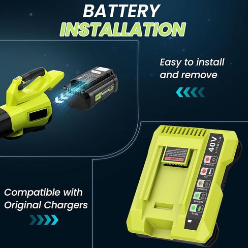 2 Pack-6500mAh Extend Capacity Replacement for Ryobi 40V Battery Compatible with Ryobi 40 Volt Lithium Battery OP4026 OP40601 OP4050A OP4040 OP4030 OP4050 Compatible with 40V Cordless Power Tool in Saudi Arabia