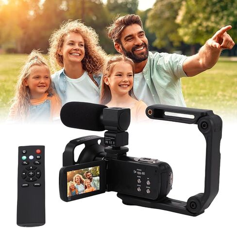 ciciglow 4K Digital Camcorder, 64MP Video Camera with 18X Zoom 3in Stabilizer Remote 32G Card 2 Batteries for Vlogging Live Streaming in Saudi Arabia