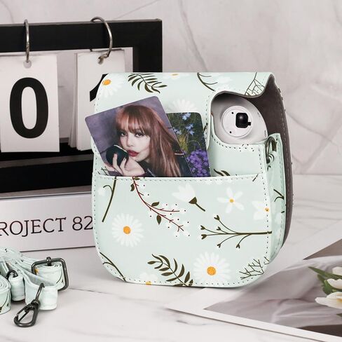 حافظة حماية Frankmate مناسبة لكاميرا Fujifilm Instax Mini 12 11 9 8، حقيبة كاميرا من جلد البولي يوريثان مع جيب وحزام كتف قابل للتعديل (أزرق ديزي) in Kuwait