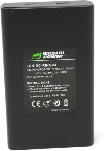 محطة شاحن بطارية مزدوجة من Wasabi Power لـ Ring V4 ومتوافقة مع Ring Video Doorbell 2، 3، 4، كاميرا Spotlight، كاميرا Stick Up Cam، كاميرا عرض الباب، كاميرا ثقب الباب، ضوء شمسي in Saudi Arabia
