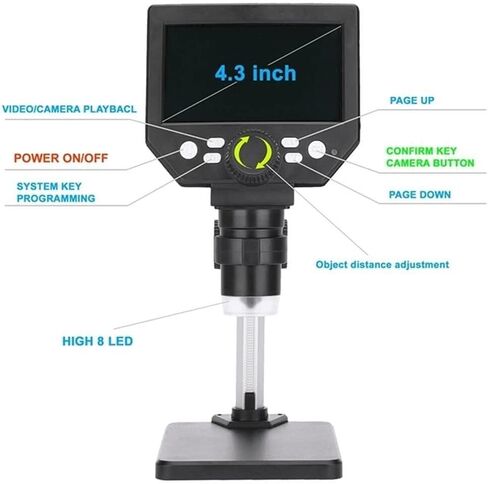 Digital Microscope,4.3 Inch,8MP Camera Video Recorder with HD Screen,1-1000X Magnification in Saudi Arabia