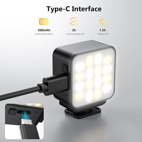 Sanpyl Mini Camera Light with Magnetic Base, Dual Color 3000-6000K LED Video Light, High CRI>95, Cold Shoe Mount for Photography Fill Lighting in Saudi Arabia